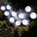 Garden of Eden - sir 10 lampioane solare LED alb rece 3,7 m - 11227