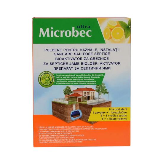 Bros Microbec PROMO 6 Plicuri la Pret de 5 Tratament Pentru Fose Septice 6x25 gr