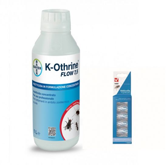 Set Insecticid K-OTHRINE SC 7.5 FLOW 1 L anti insecte taratoare si zburatoare si 6 x Banda adeziva muste Vebicolla