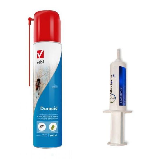 Set insecticid aerosol profesional Duracid 500 ml si Maxforce gel Bayer 20 gr anti gandaci