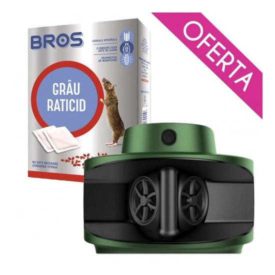 OFERTA - Aparat Duo Pro Ultrasonic Pest Repellent + Grausor anti rozatoare 120 gr.