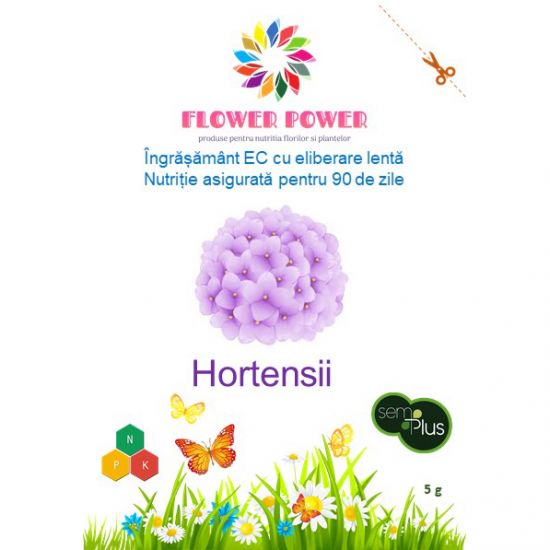 Ingrasamant Flower Power pentru hortensii cu eliberare lenta, efect 90 zile, 5 grame, SemPlus