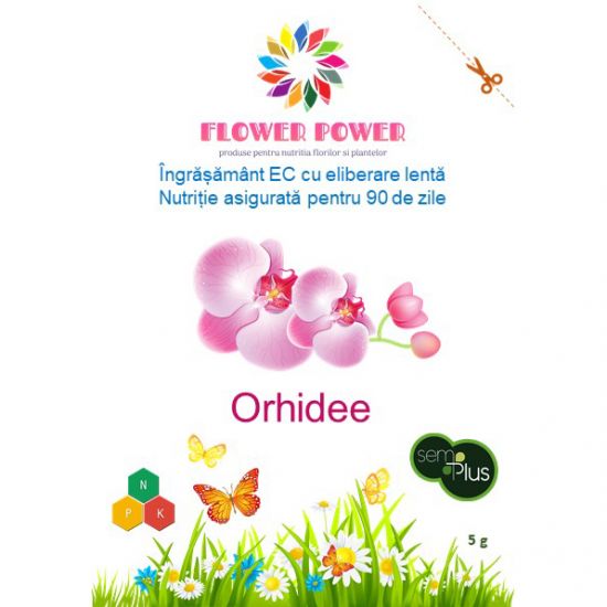 Ingrasamant Flower Power pentru orhidee cu eliberare lenta, efect 90 zile, 5 grame, SemPlus