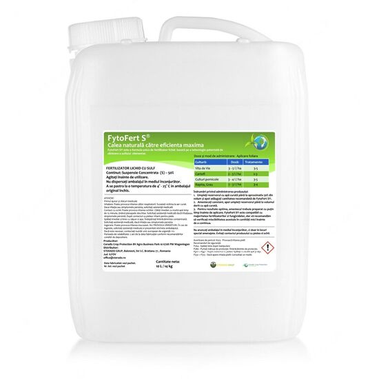 FytoFert® S - Ingrasamant Bio, microbian, foliar, organic si cu functie fungica, bidon 10 L