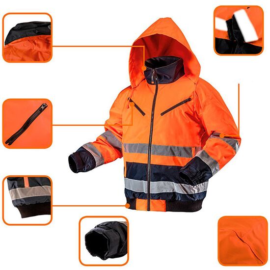 Jacheta de lucru captusita reflectorizanta portocalie nr.52 neo tools 81-711-l