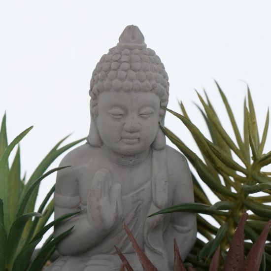 Planta artificiala in ghiveci gri Buddha Namana 16/16 cm