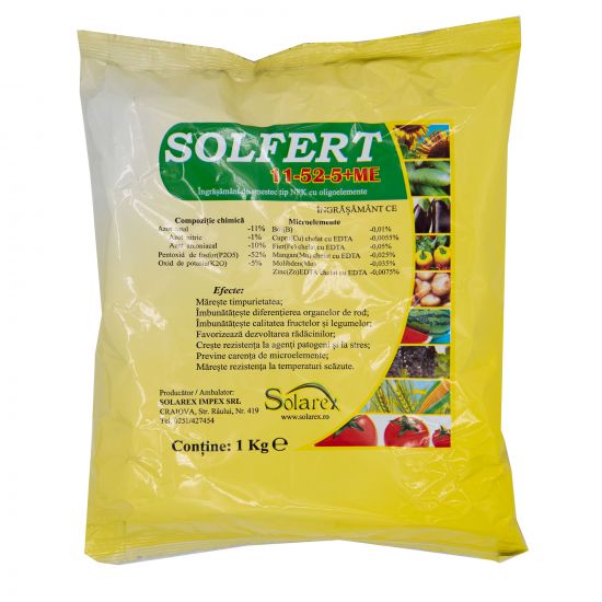 Ingrasamant foliar Solfert 11-52-5+microelemente, 1 Kg, Solarex